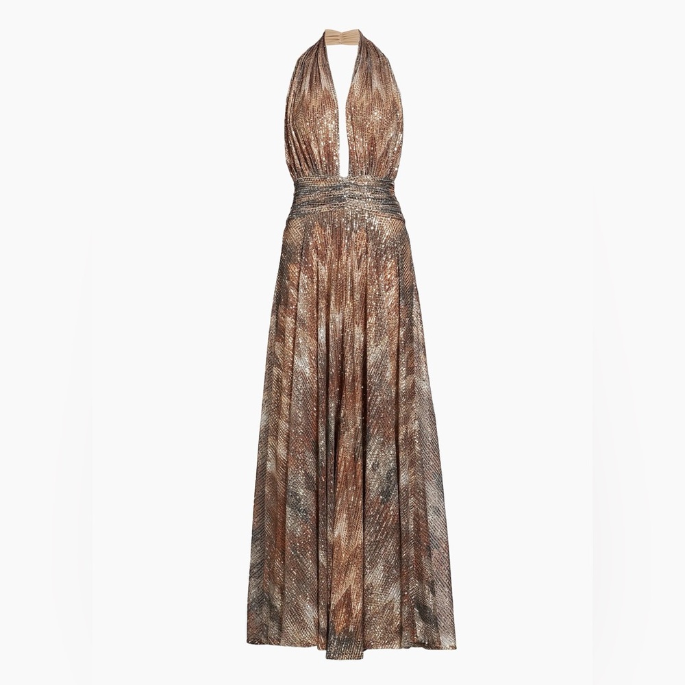 Reyna Sequin Halterneck Gown